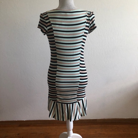 BEBE short sleeves stripes size Small multi colors Dress - Picture 2 of 7